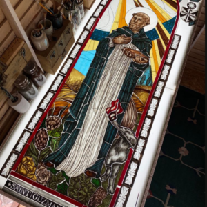Painting st. benedict window for springfields school