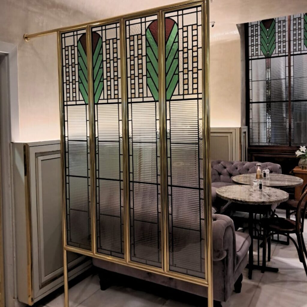 Art Deco style stained glass screen divider