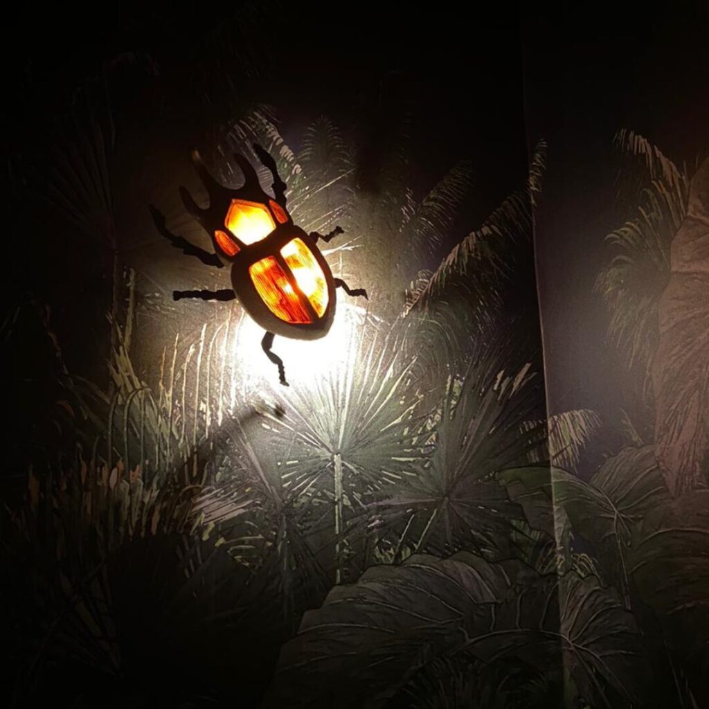 horn beetle stained glass light