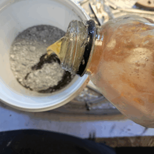 slowly add some wet mix to the dry mix