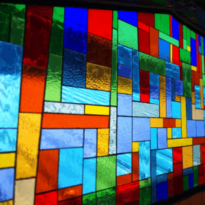 Bar window before vinyl was added, roof still visible